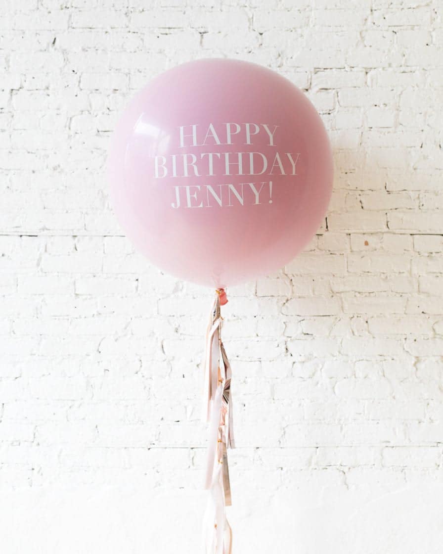 Modern Mauve – Personalized Happy Birthday Balloon with Tassel | Rental
