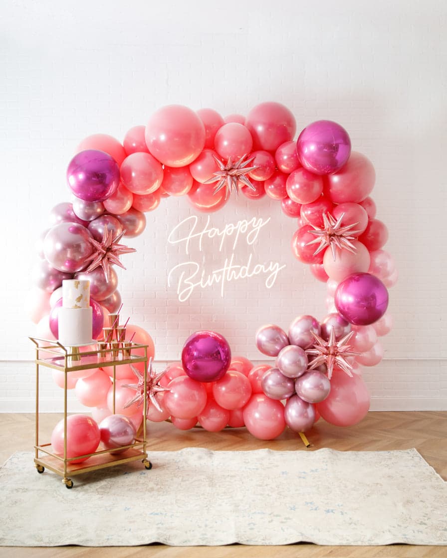 Life In Plastic – Circle Frame Install Piece with Neon Sign | Rental