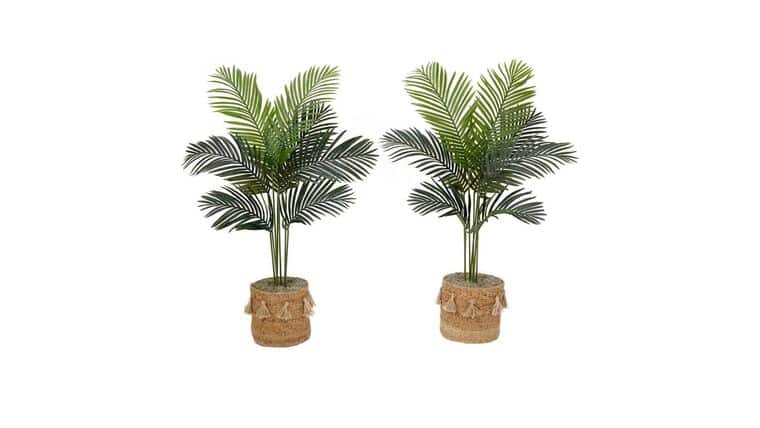 4′ Artificial Paradise Palm Tree with Handmade Jute & Cotton Basket with Tassels DIY KIT – Set of 2 | Rental