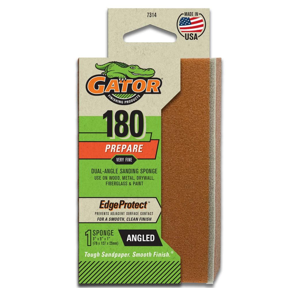 Gator — Edge Protect 3 in. x 5 in. x 1 in. Medium 180-Grit Angled Sanding Sponge | Rental Gator — Edge Protect 3 in. x 5 in. x 1 in. Medium 180-Grit Angled Sanding Sponge | Rental
