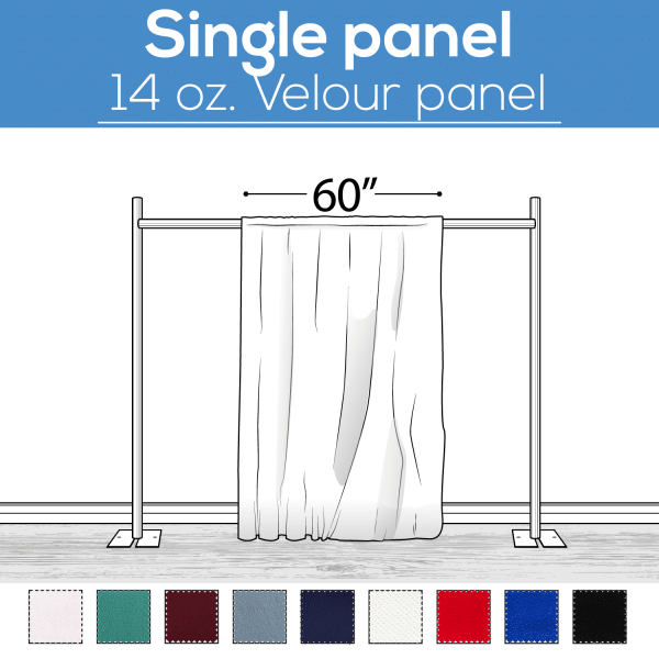 14 oz. (IFR) Production Performance Polyester Velour by Eastern Mills – Sewn Drape Panel w/ 4″ Rod Pockets – 3ft | Rental