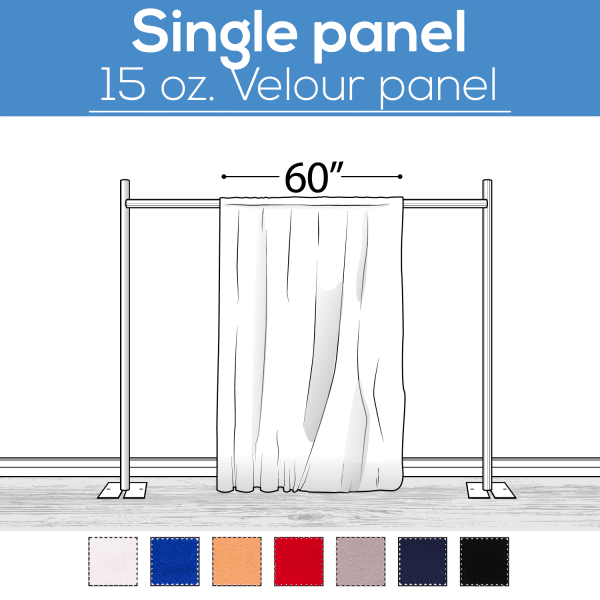 15 oz. Inherently Fire Retardant Polyester Velour – Sewn Drape Panel 60″ Wide w/ 4″ Rod Pockets – 21ft | Rental