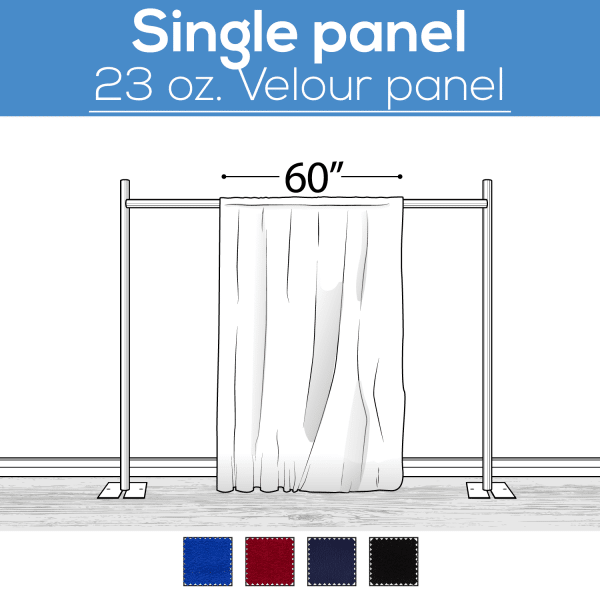 23 oz. Inherently Fire Retardant Polyester Velour – Sewn Drape Panel 60″ Wide w/ 4″ Rod Pockets – 20ft | Rental