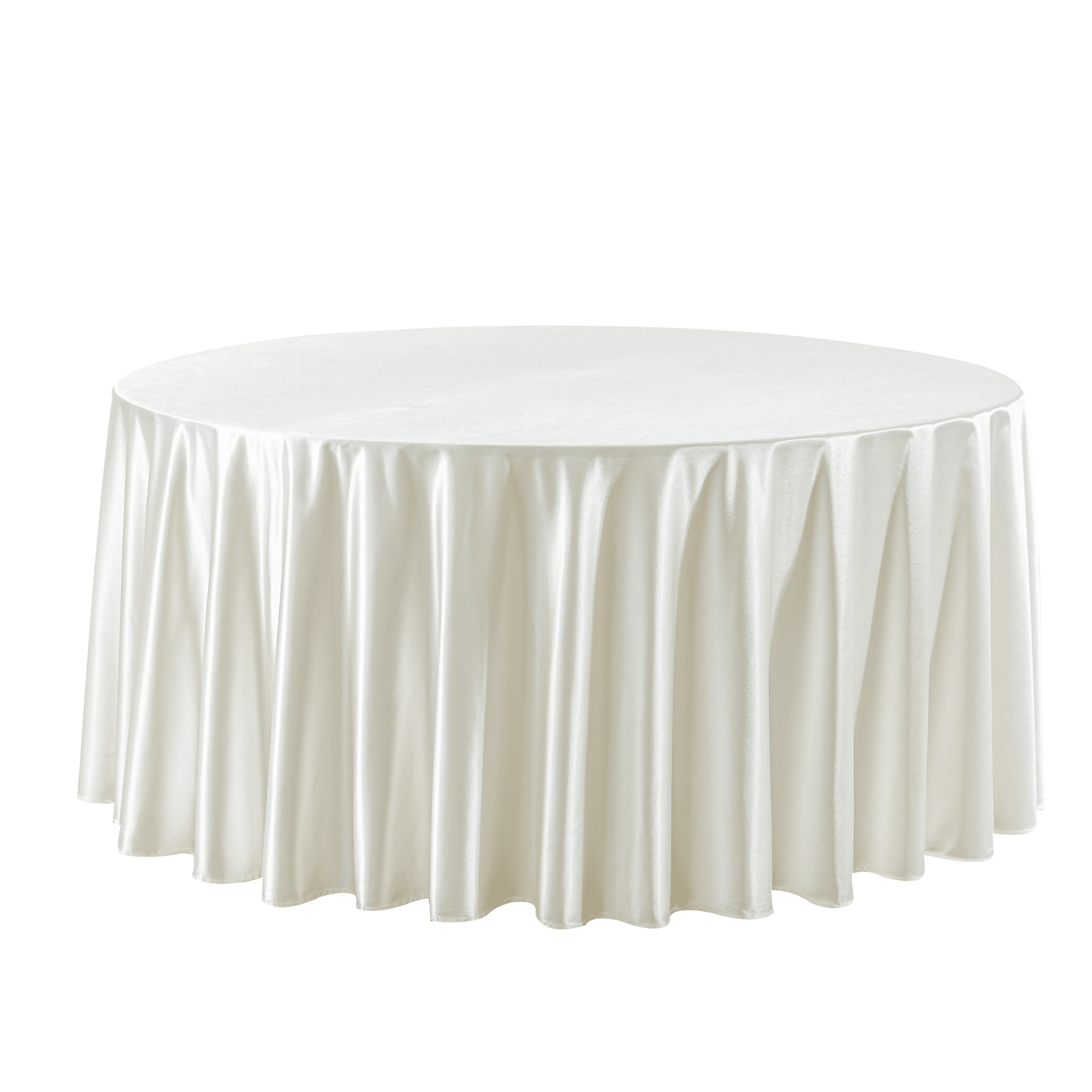 Premium Satin (Wrinkle-Resistant) 108″ Round Tablecloth – Ivory | Rental