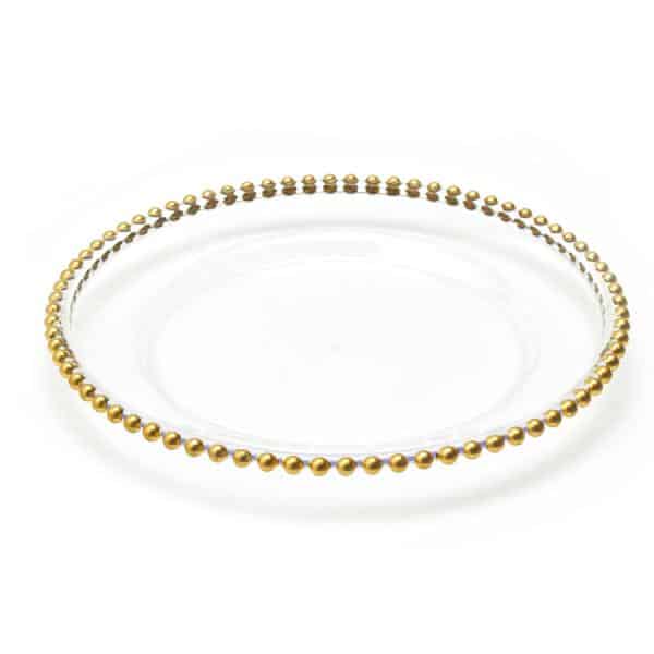 Decostar™ 12.5in Plastic Charger Plate with Beaded Rim 12½" - Gold - 24 Pack