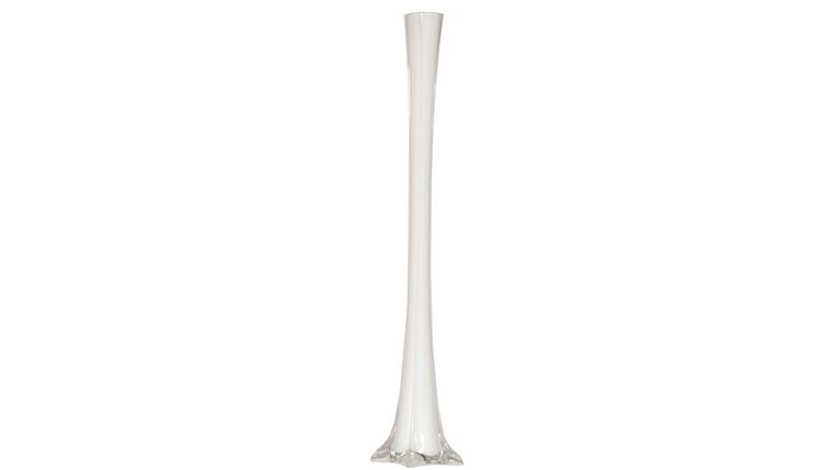 24″ White Glass Eiffel Tower Vase | Rental 24″ White Glass Eiffel Tower Vase | Rental