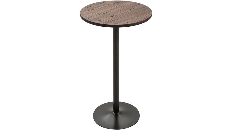 42" H Round Rustic Industrial Metal Elm Wood Top Bar Height Standing Pub Table | Rental