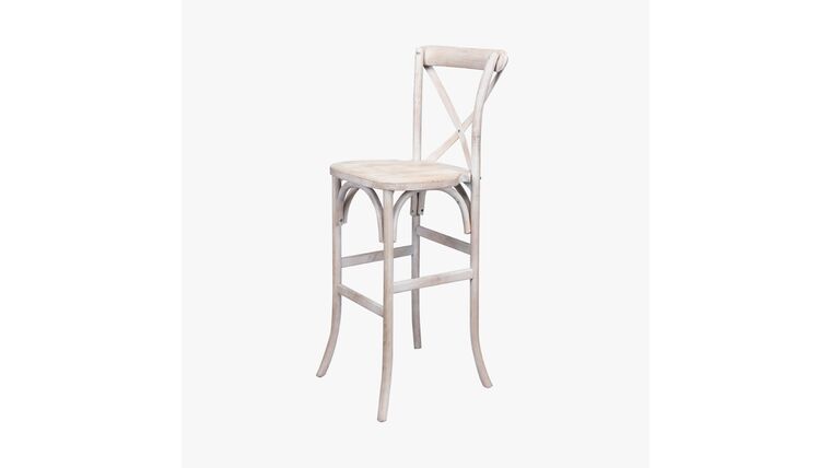 Vineyard Wood Bar Stool – Whitewash | Rental