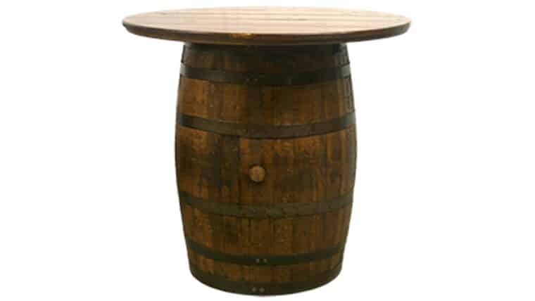 40" Round Rustic Wood Wine Barrel w/Wood Top | Rental