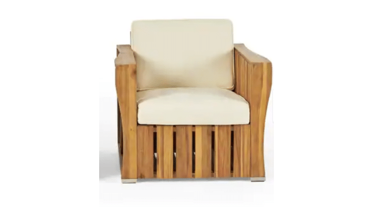 Cadence Outdoor Wood Club Chair – Brown | Rental