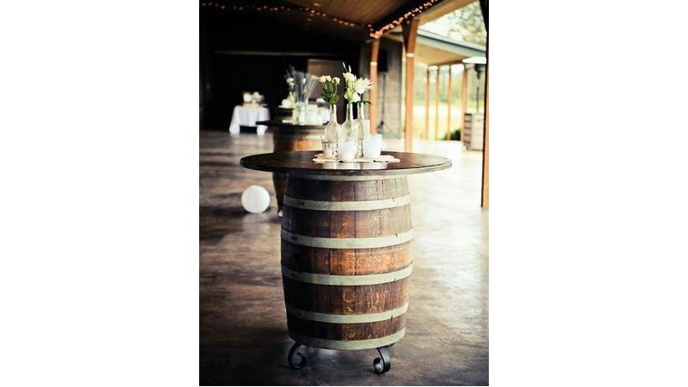 36” Rustic Rolling Wine Barrel - Wood | Rental