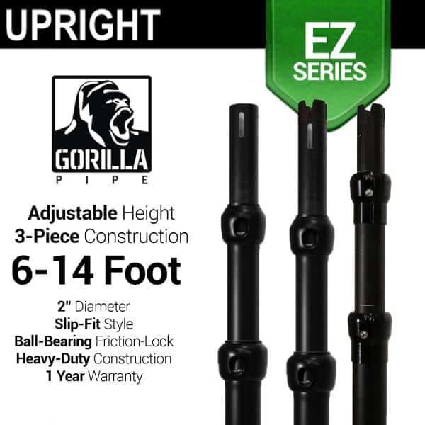 Black Anodized EZ Series - 3-Piece Adjustable Upright w/Slip-Lock (6ft-14ft)