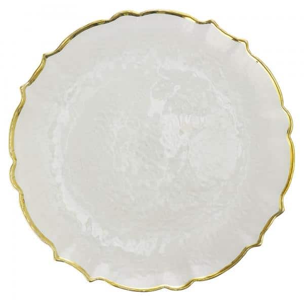 Decostar™ Glass Charger Plate 13" - Gold Scalloped Edge - 8 Pieces