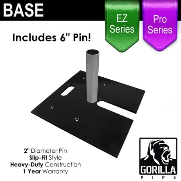 Black Pro & EZ Series - 18in x 18in Super Heavy Duty Base w/ 6" x 2" Pin (Up to 18ft)