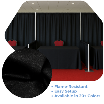 Black – Banjo Cloth Drape Panel by Eastern Mills w/ Sewn Rod Pocket | Rental