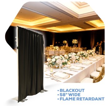 *IFR* 58″ Wide Blackout NightScape Drape Panel w/ Sewn Rod Pocket (IFR) – Black | Rental