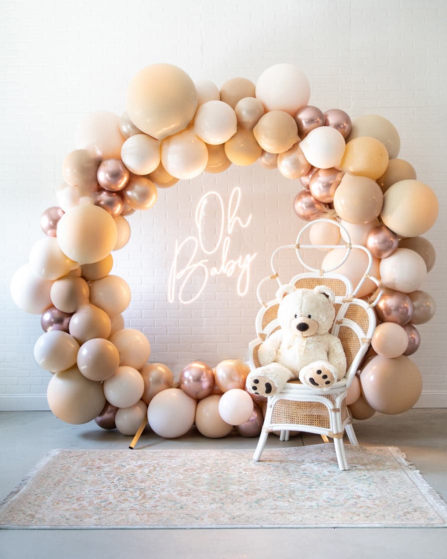 Ravishing Roses - Circle Frame Install Piece with Neon Sign