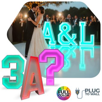 Neon Wood Marquee Letters , Numbers & Symbols – Handmade in USA – Light Up Signs for Events & Weddings – Multiple Sizes | Rental
