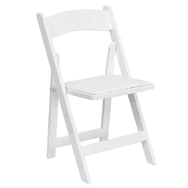 FirmFold™ Wood Folding Chair w/ Vinyl Padded Seat - White