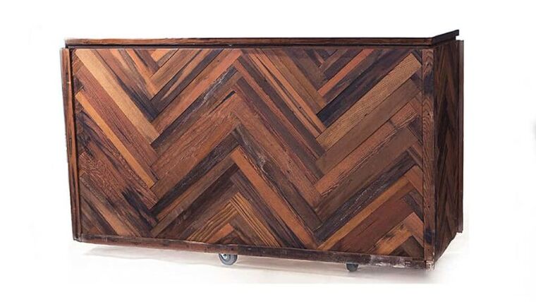 6’ Rustic Chevron Wave Tavern Bar | Rental