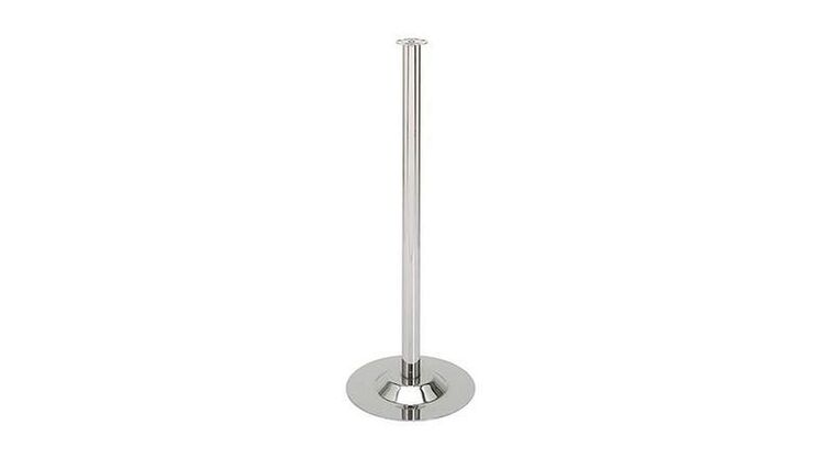 38″ Chrome Finish Metal Stanchion Post & Base Only | Rental
