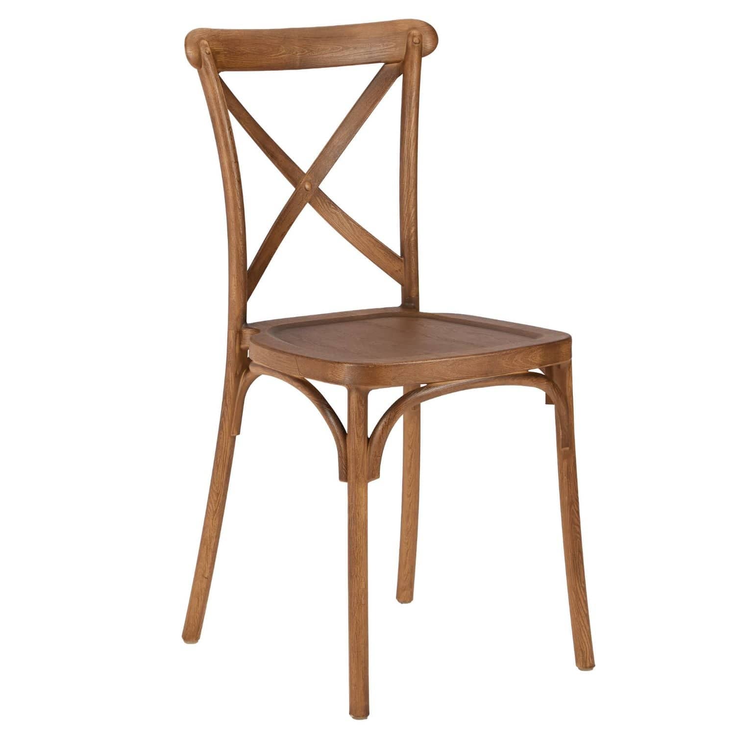 Chestnut Cross Back Mono Frame BasicResin™ Chair | Rental