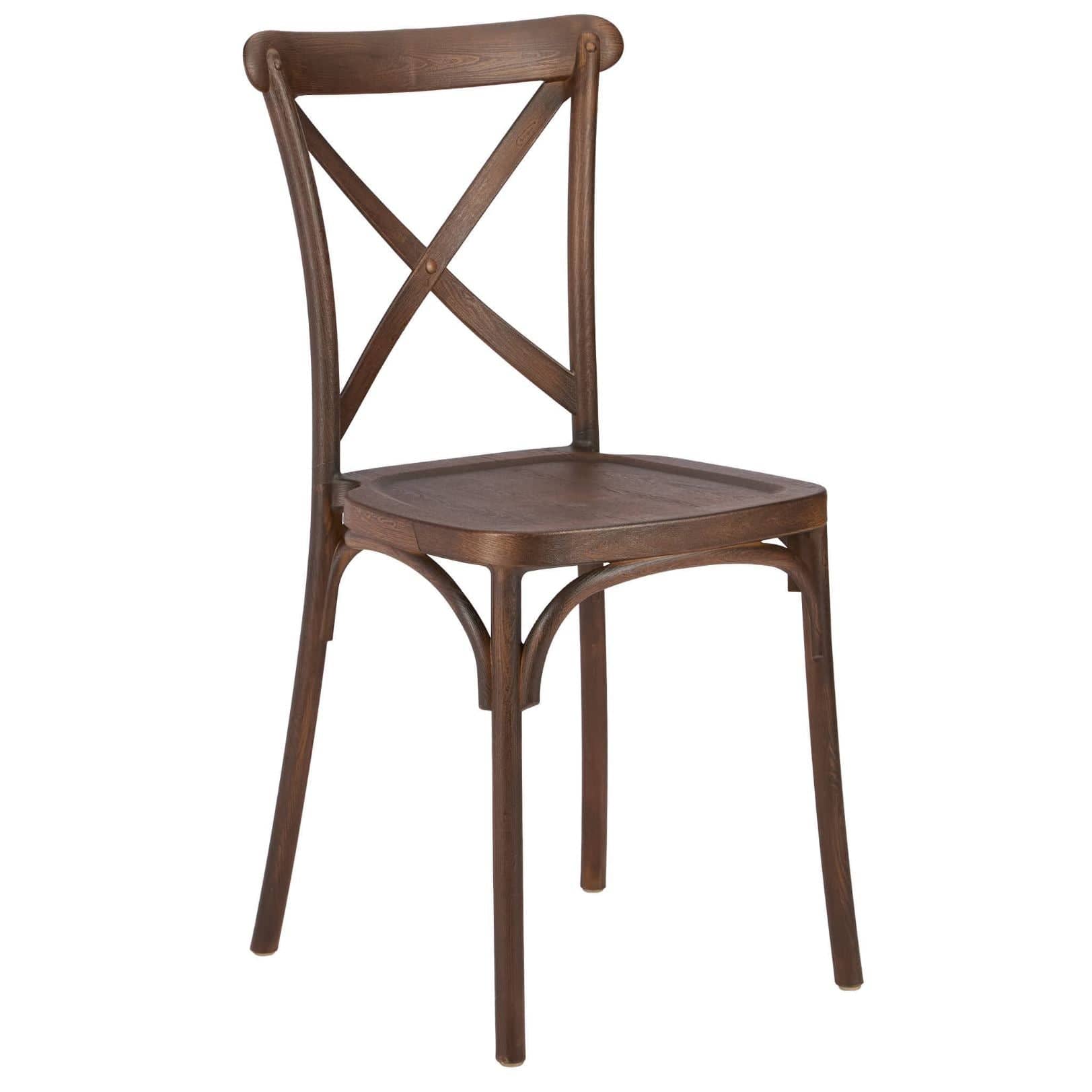 Fruitwood Cross Back Mono Frame BasicResin™ Chair | Rental