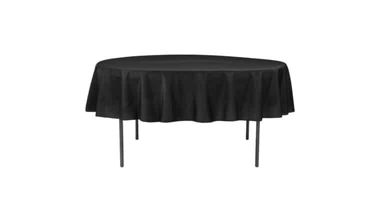 Polyester 90″ Round Tablecloth – Black | Rental Polyester 90″ Round Tablecloth – Black | Rental