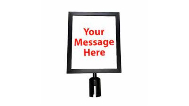 10" x 13" Brass Retractable Metal Stanchion Vertical Sign Holder - Black | Rental