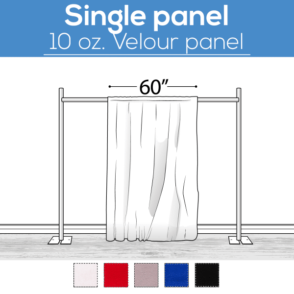 10 oz. Inherently Fire Retardant Polyester Velour - Sewn Drape Panel 60" Wide w/ 4" Rod Pockets - 10ft