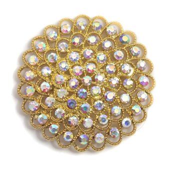 DecoStar™ Large Concentric Iridescent Gemstone Brooch in Gold | Rental